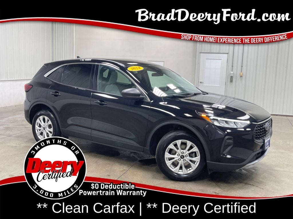 2024 Ford Escape Active in Agate Black Metallic — front three-quarter view