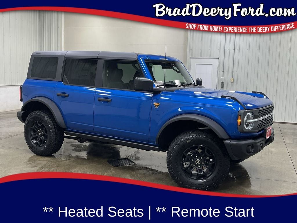 2026 Ford Bronco Badlands in Velocity Blue Metallic — front three-quarter view