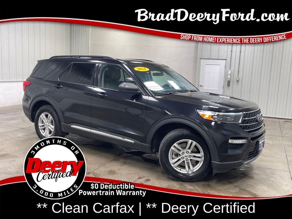 2024 Ford Explorer XLT in Agate Black Metallic — front three-quarter view