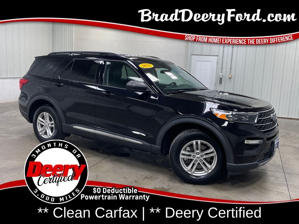 2023 Ford Explorer XLT in Agate Black Metallic — front three-quarter view