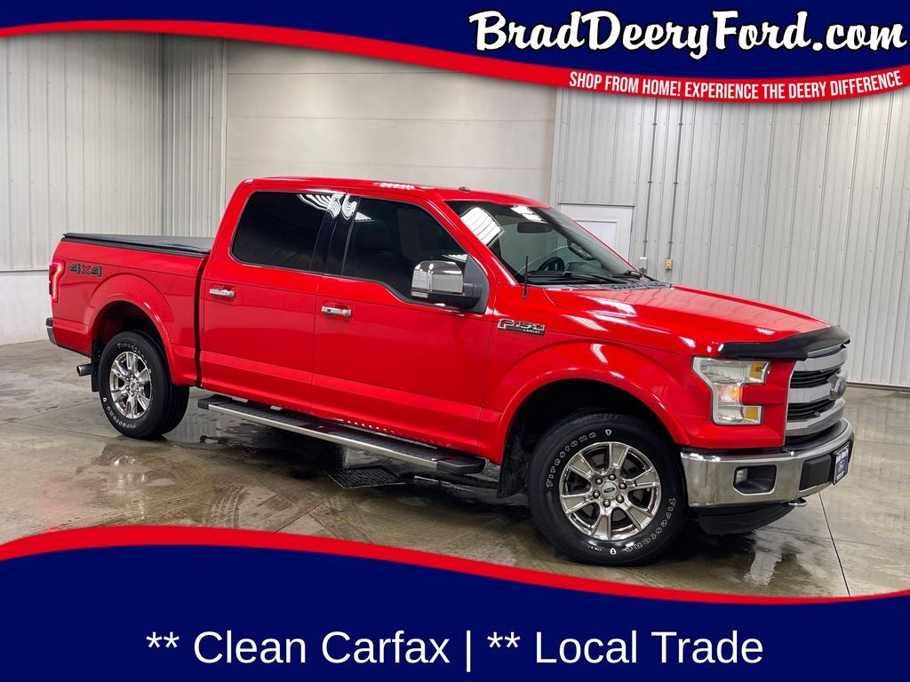 2016 Ford F-150 Lariat in Race Red — front three-quarter view