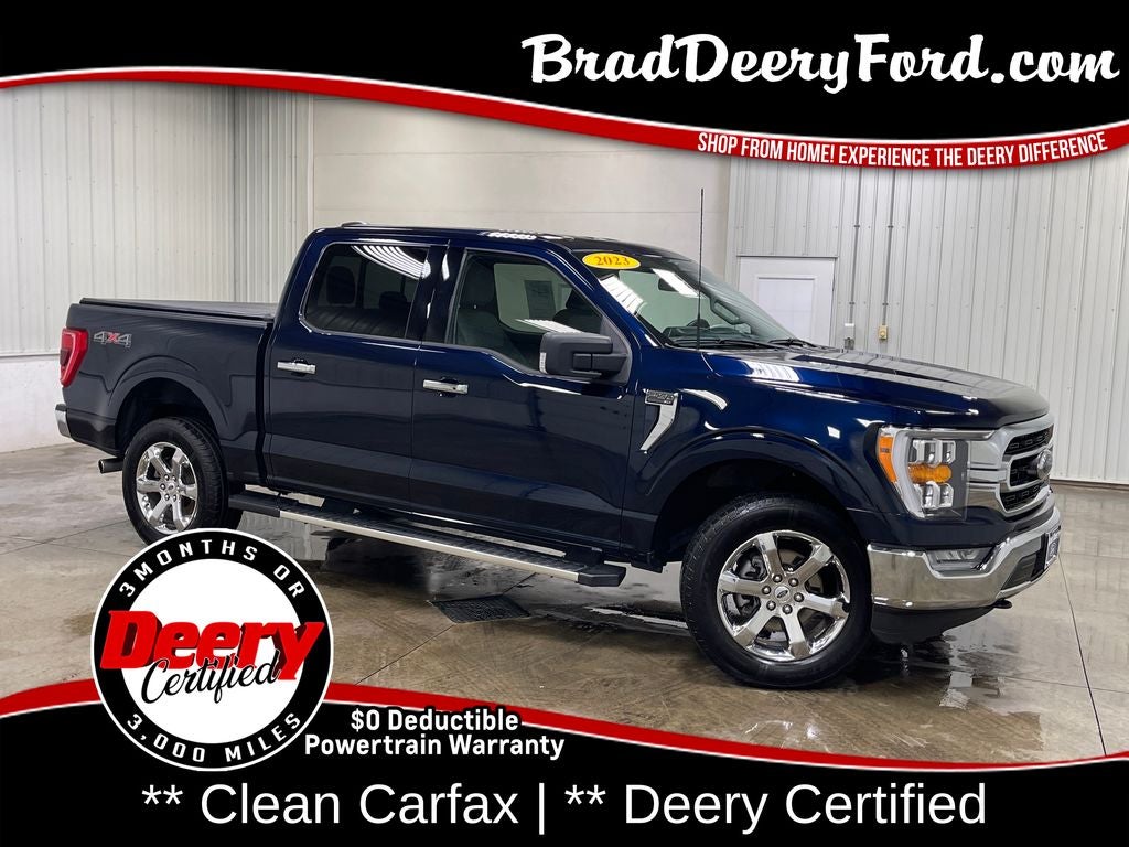 2023 Ford F-150 XLT in Antimatter Blue Metallic — front three-quarter view