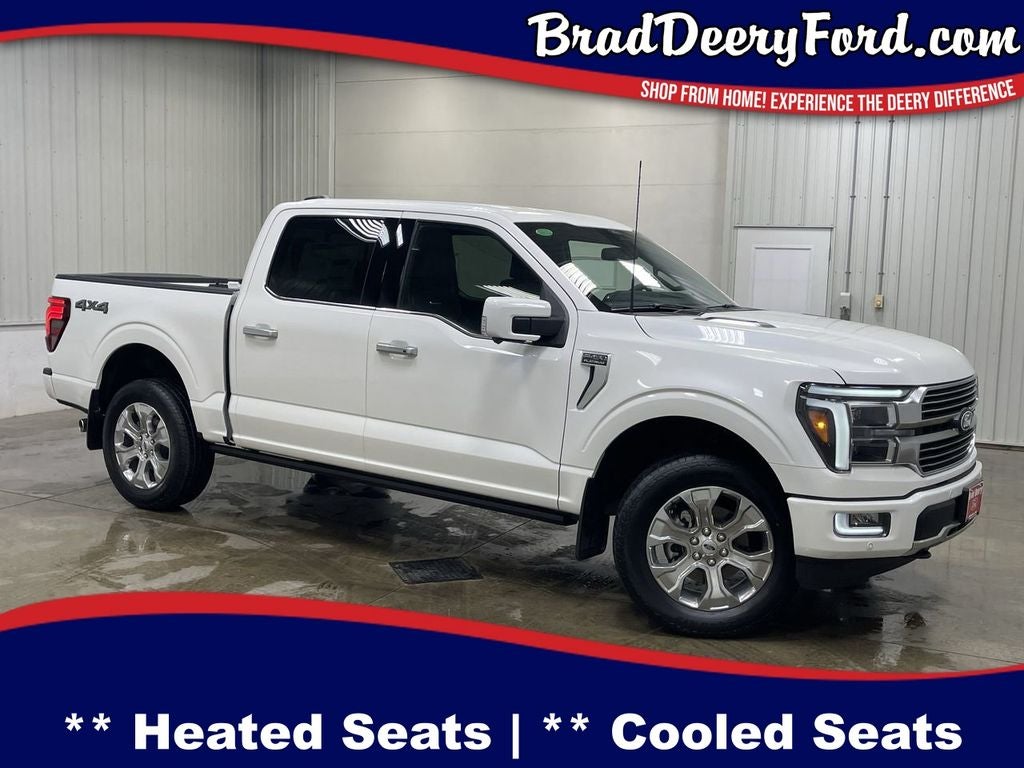2026 Ford F-150 Platinum in Star White Metallic Tri-Coat — front three-quarter view