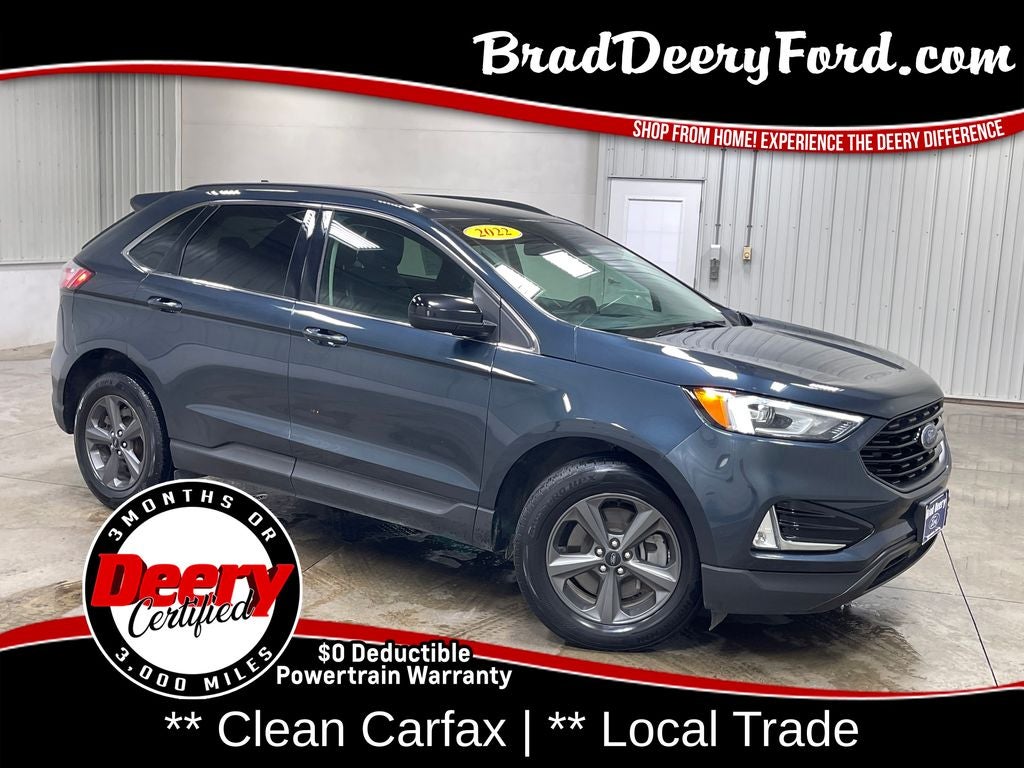 2022 Ford Edge SEL in Blue Metallic — front three-quarter view