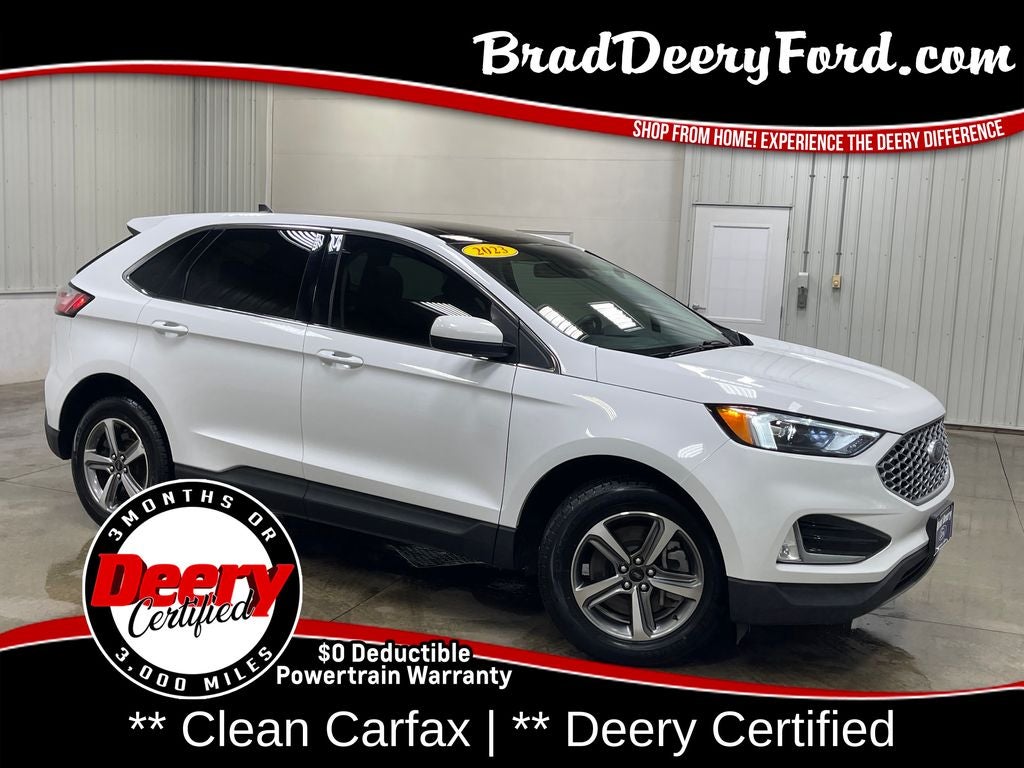 2023 Ford Edge SEL in Oxford White — front three-quarter view