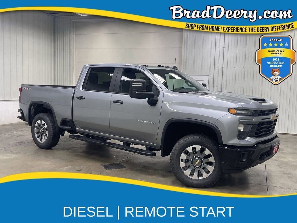 2026 Chevrolet Silverado 2500HD Custom in Sterling Gray Metallic — front three-quarter view