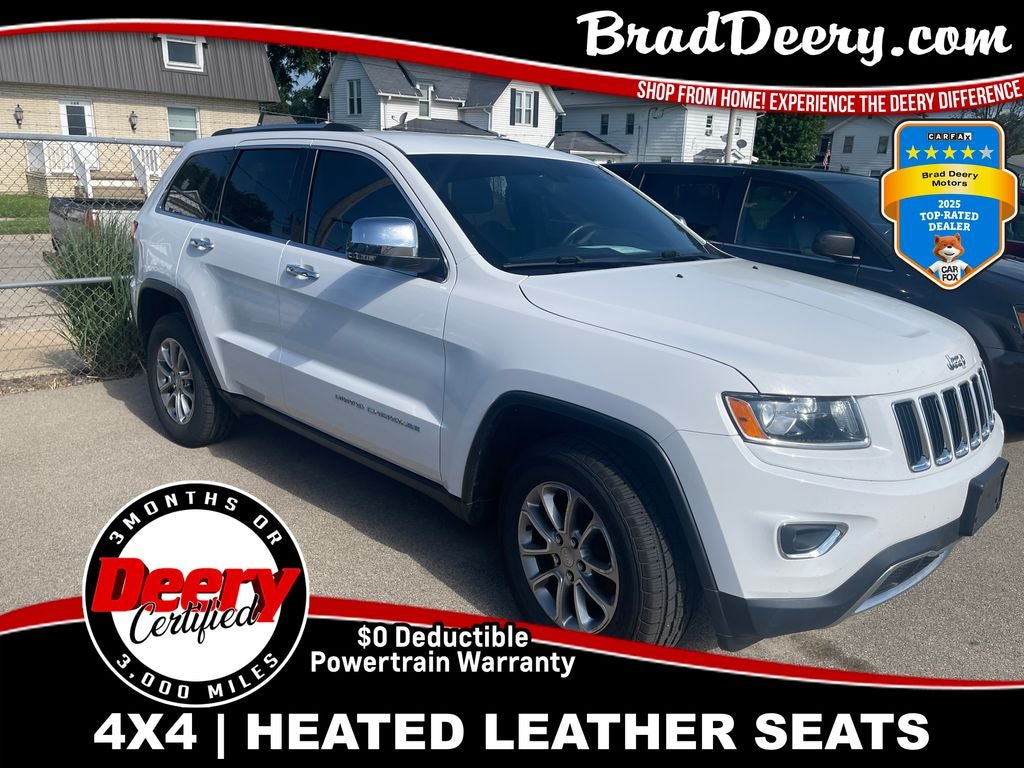 2016 Jeep Grand Cherokee Limited in Bright White Clearcoat — front three-quarter view