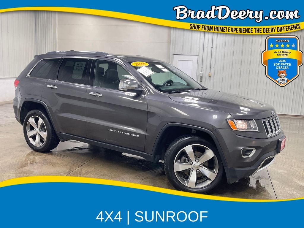 2016 Jeep Grand Cherokee Limited in Granite Crystal Metallic Clearcoat — front three-quarter view