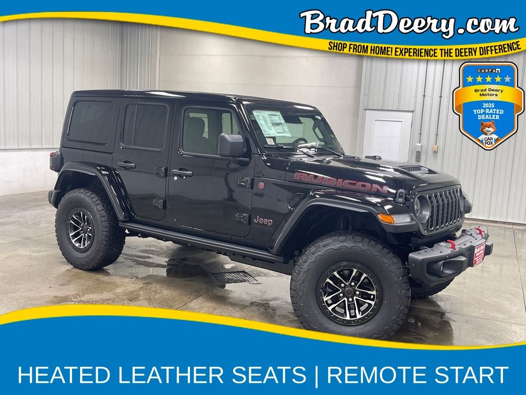 2026 Jeep Wrangler Rubicon X in Black Clearcoat — front three-quarter view