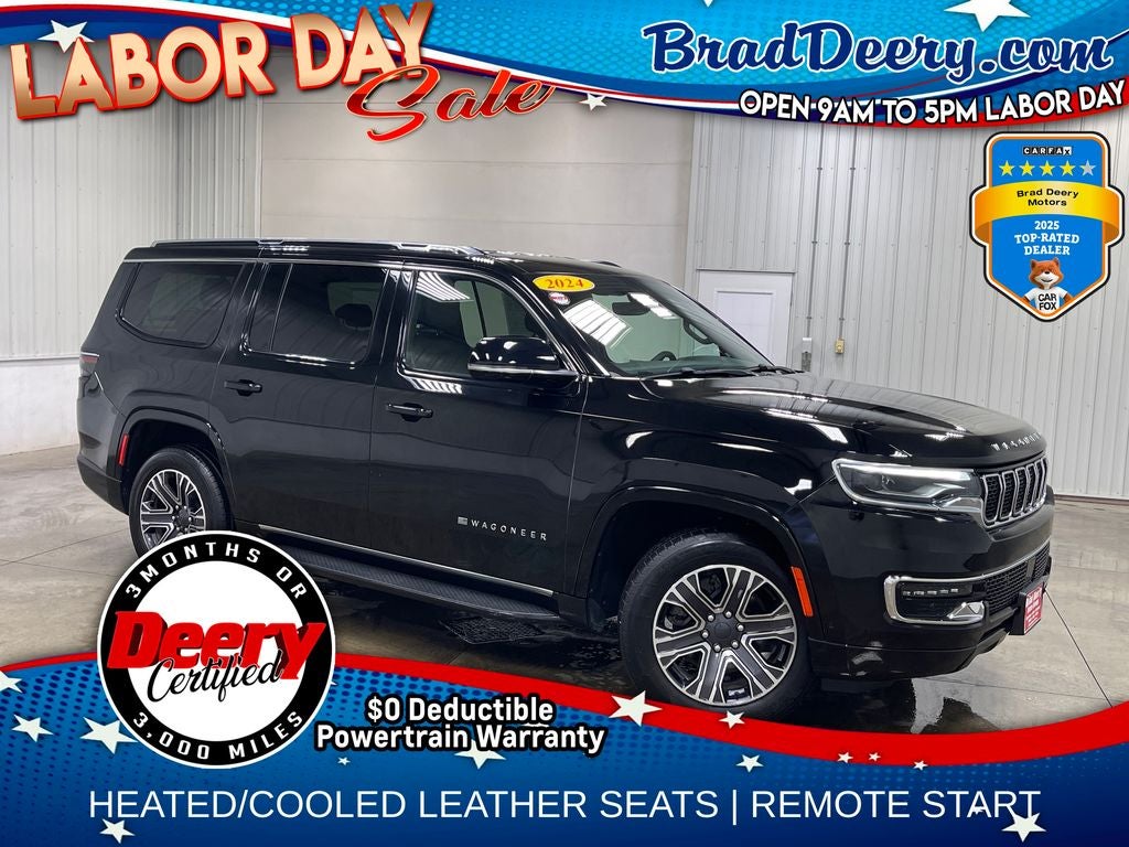 2024 Jeep Wagoneer Series II in Diamond Black Crystal Pearlcoat — front three-quarter view