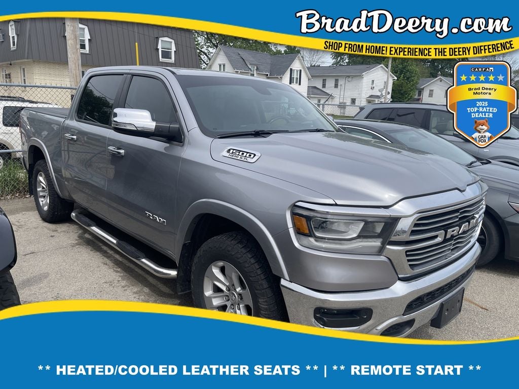2019 RAM 1500 Laramie in Billet Silver Metallic Clearcoat — front three-quarter view