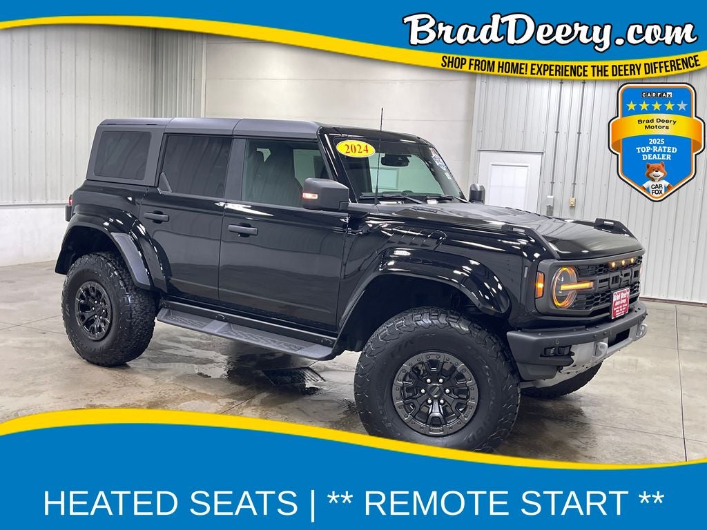 2024 Ford Bronco Raptor in Shadow Black — front three-quarter view