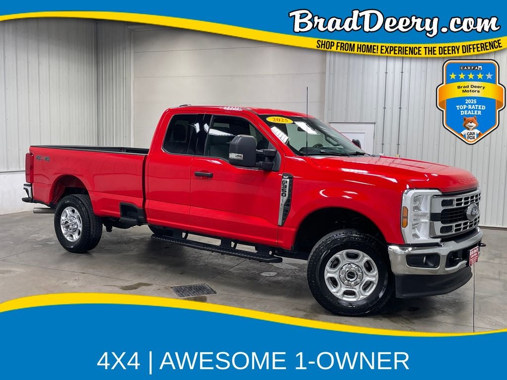 2025 Ford F-350SD XLT in Race Red — front three-quarter view