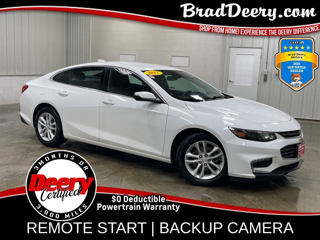2017 Chevrolet Malibu LT in Summit White — front three-quarter view