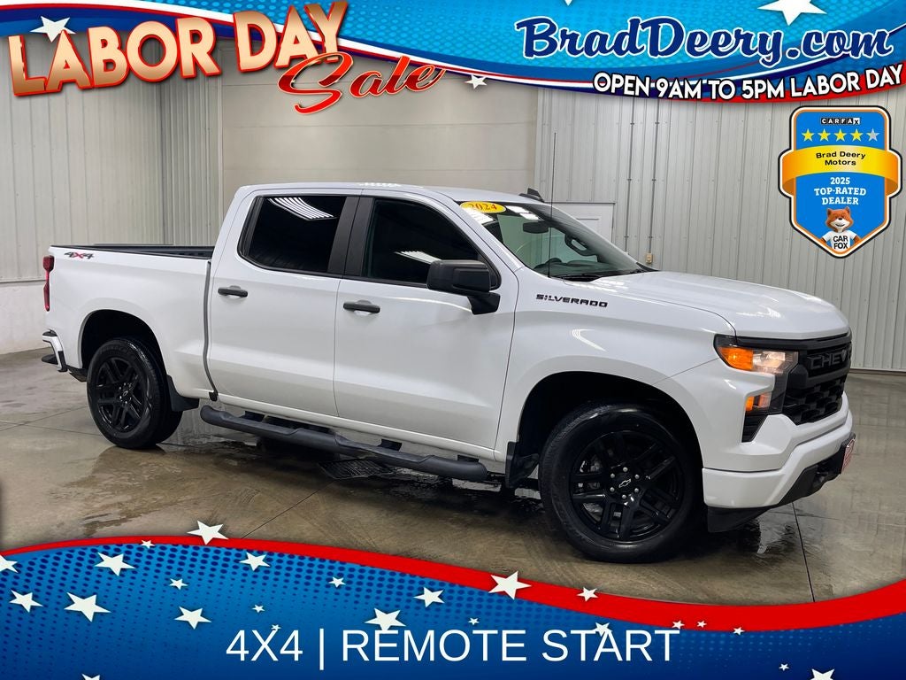 2024 Chevrolet Silverado 1500 Custom in Summit White — front three-quarter view