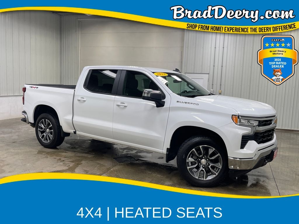 2023 Chevrolet Silverado 1500 LT in Summit White — front three-quarter view