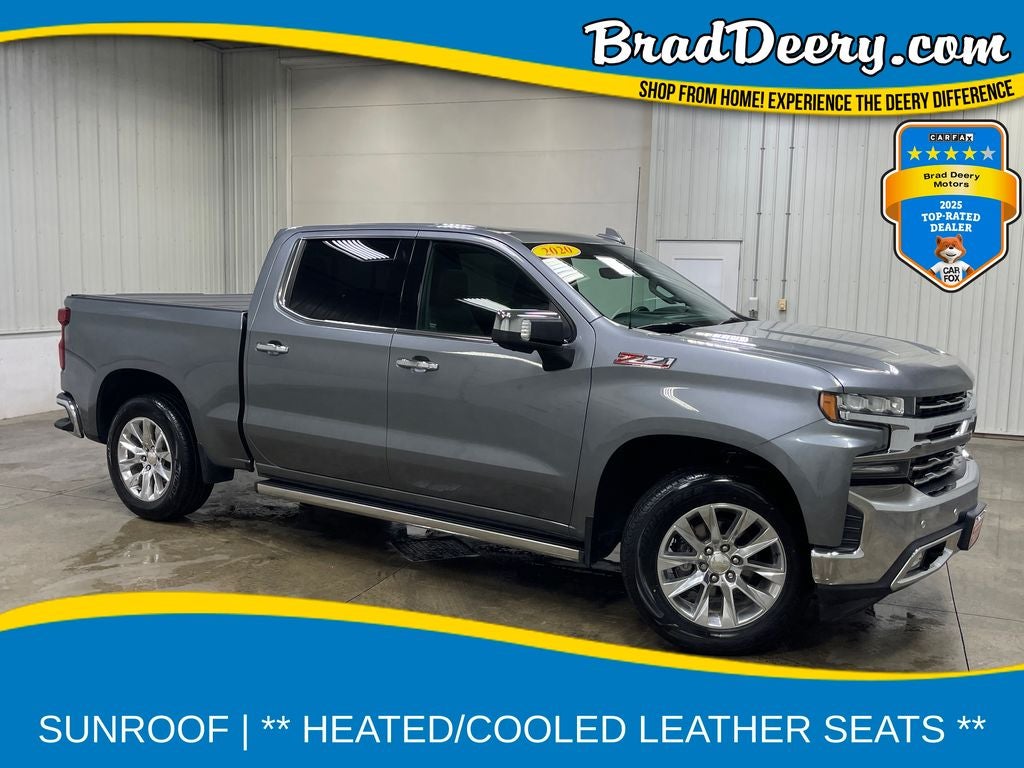 2020 Chevrolet Silverado 1500 LTZ in Satin Steel Metallic — front three-quarter view