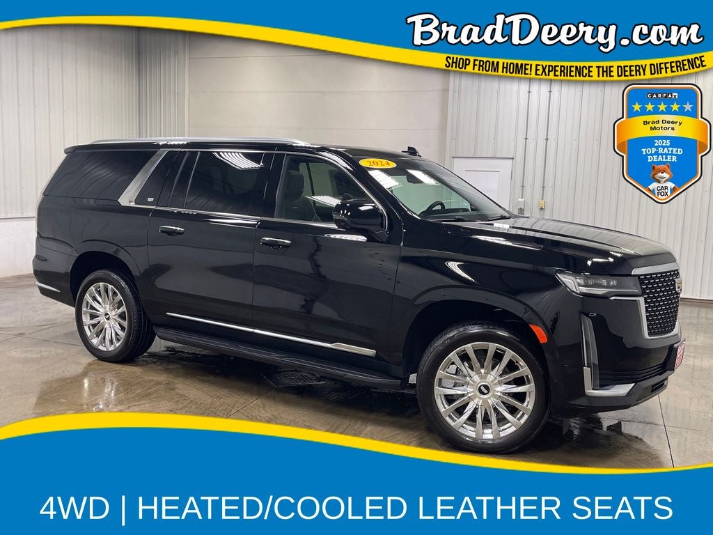 2024 Cadillac Escalade ESV Premium in Black Raven — front three-quarter view