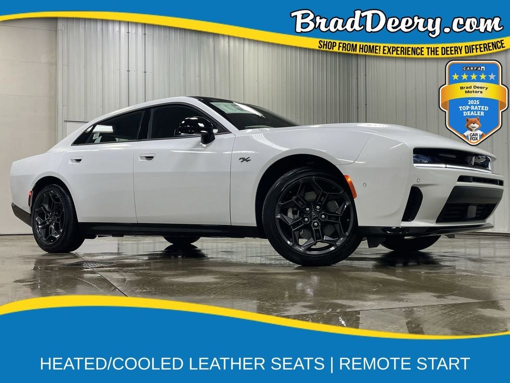 2026 Dodge Charger R/T Plus in Bright White Clearcoat — front three-quarter view