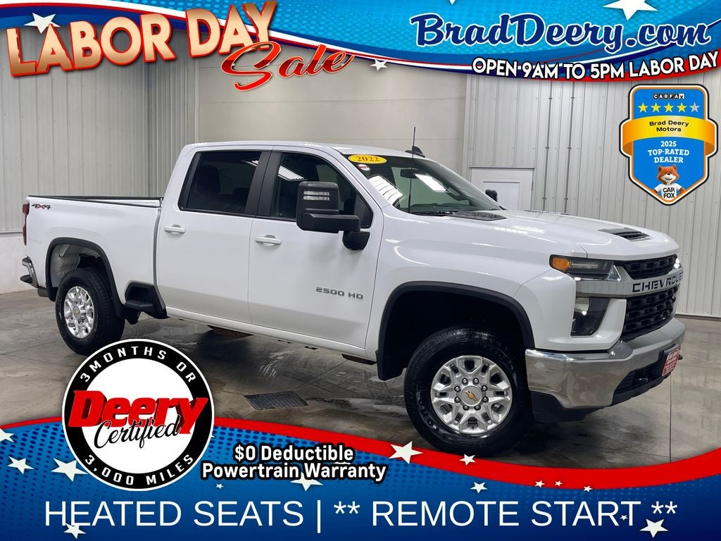 2022 Chevrolet Silverado 2500HD LT in Summit White — front three-quarter view