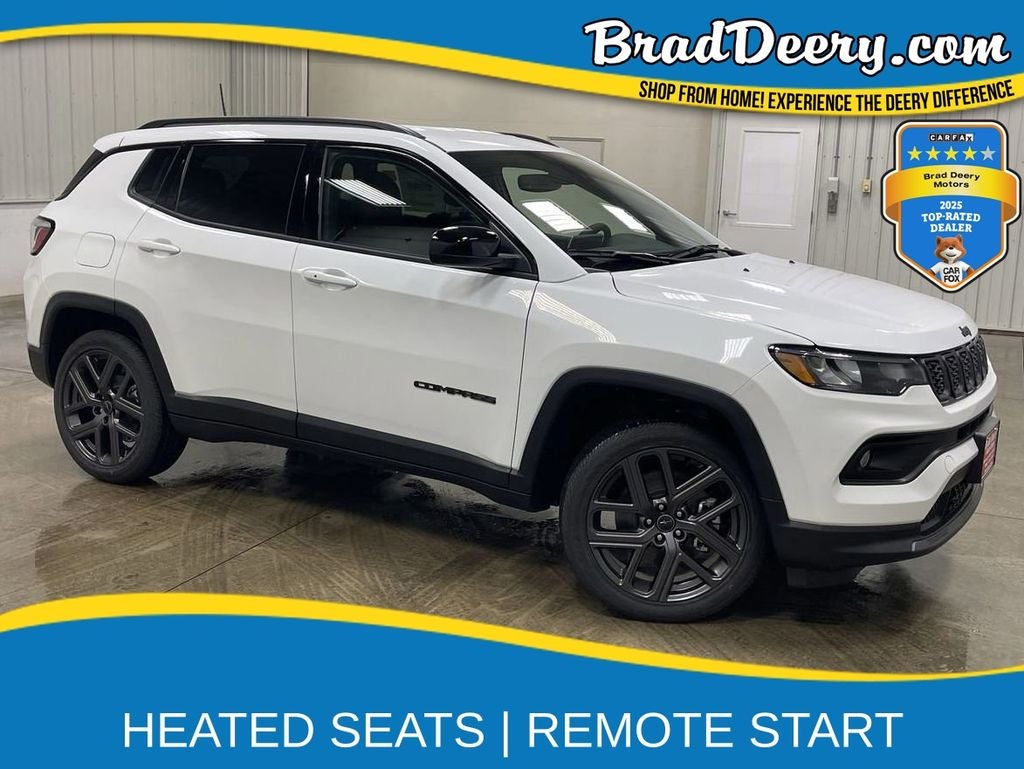 2026 Jeep Compass Latitude in Bright White Clearcoat — front three-quarter view