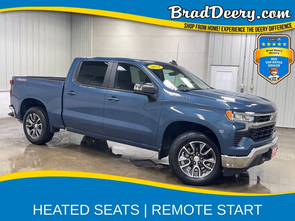 2024 Chevrolet Silverado 1500 LT in Lakeshore Blue Metallic — front three-quarter view