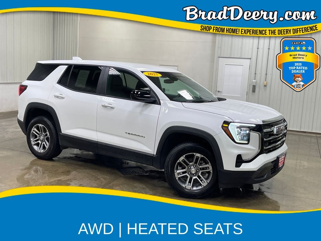 2025 GMC Terrain Elevation in Summit White — front three-quarter view