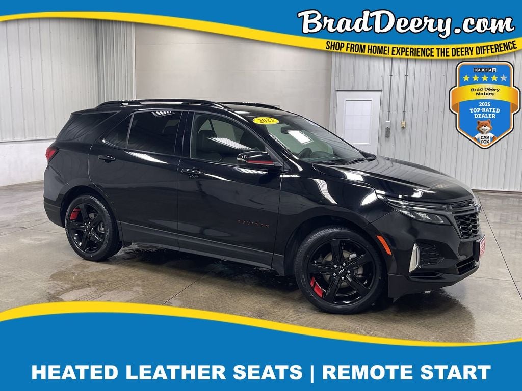 2023 Chevrolet Equinox Premier in Mosaic Black Metallic — front three-quarter view
