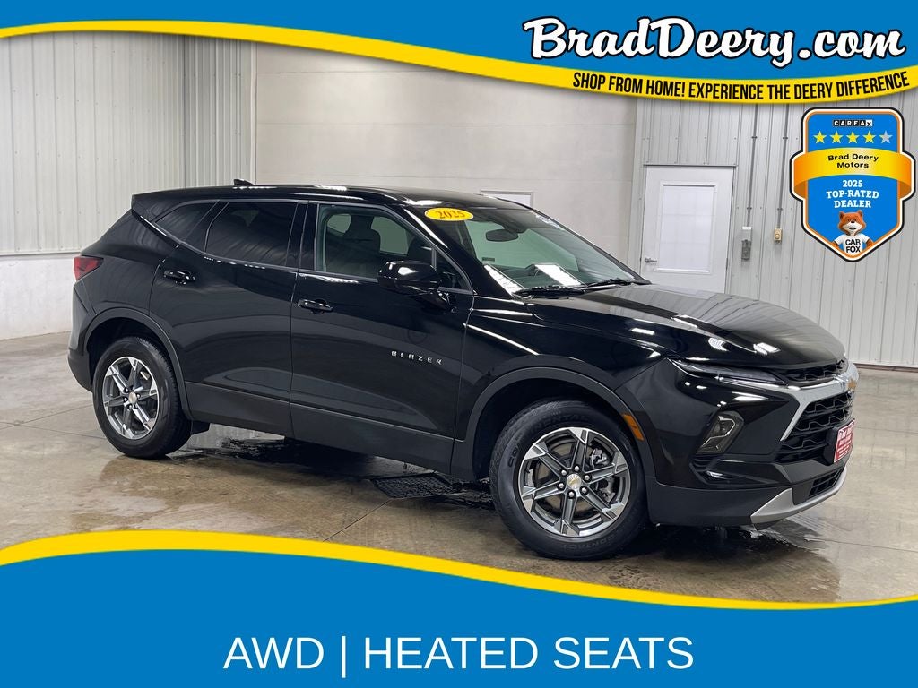 2025 Chevrolet Blazer LT in Black — front three-quarter view