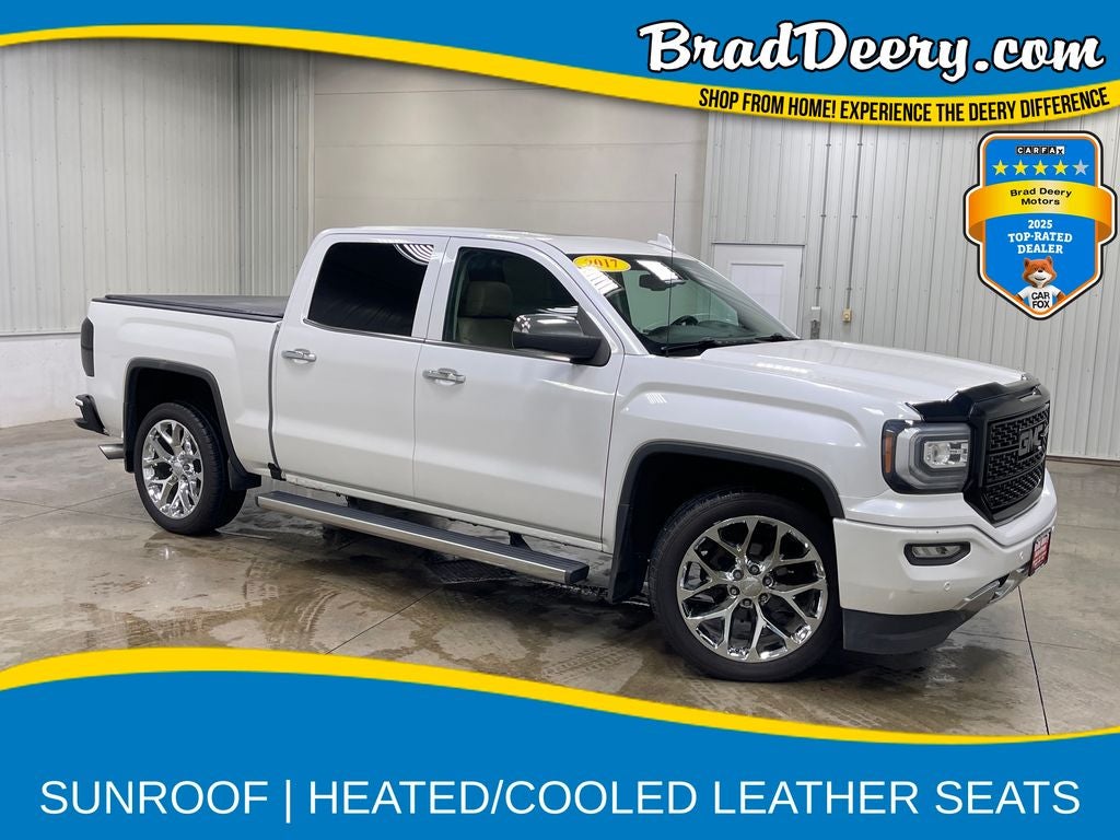 2017 GMC Sierra 1500 Denali in White Frost Tricoat — front three-quarter view