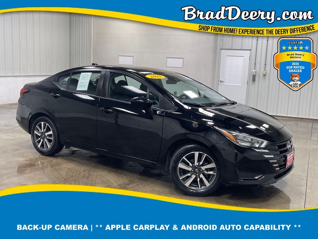 2025 Nissan Versa 1.6 SV in Super Black Metallic — front three-quarter view