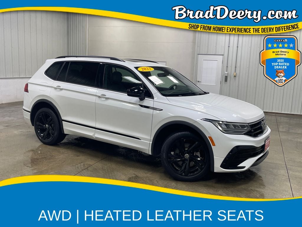 2023 Volkswagen Tiguan 2.0T SE R-Line Black in Opal White — front three-quarter view
