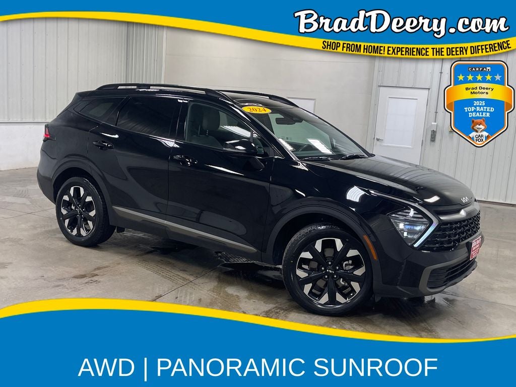 2024 Kia Sportage X-Line in Ebony Black — front three-quarter view