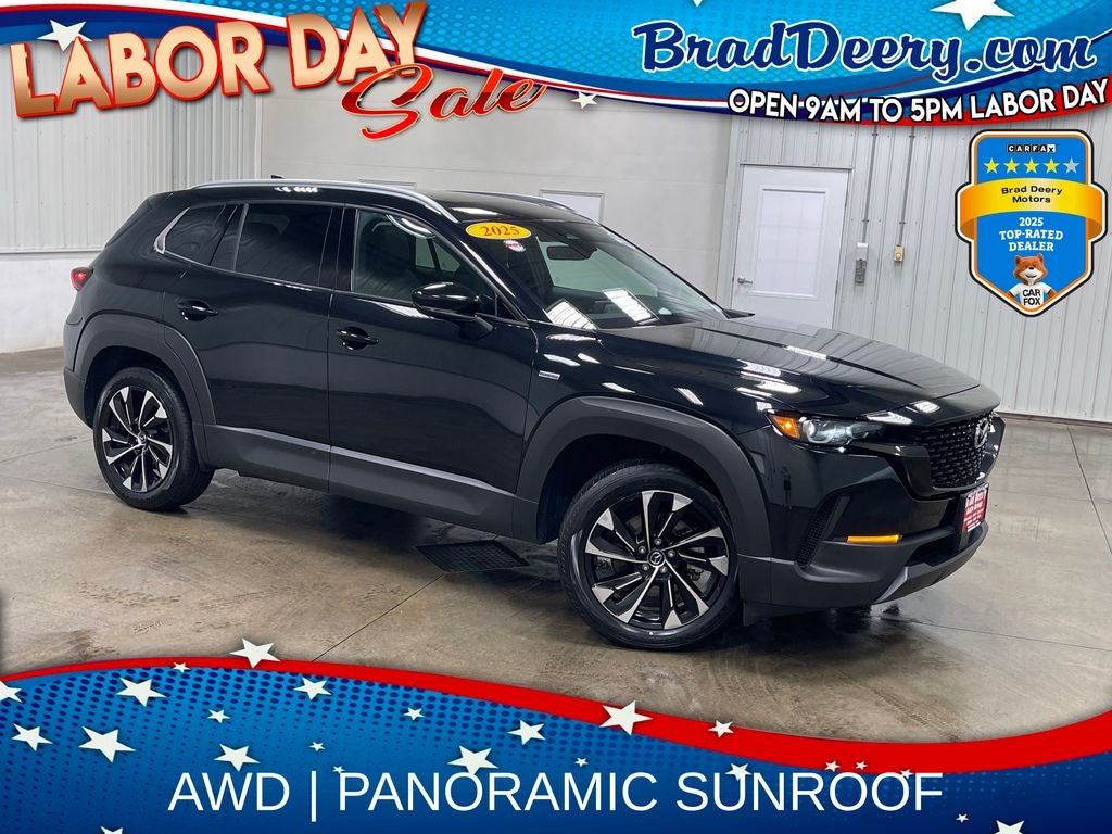 2025 Mazda Mazda CX-50 Hybrid Premium Plus in Jet Black Mica — front three-quarter view