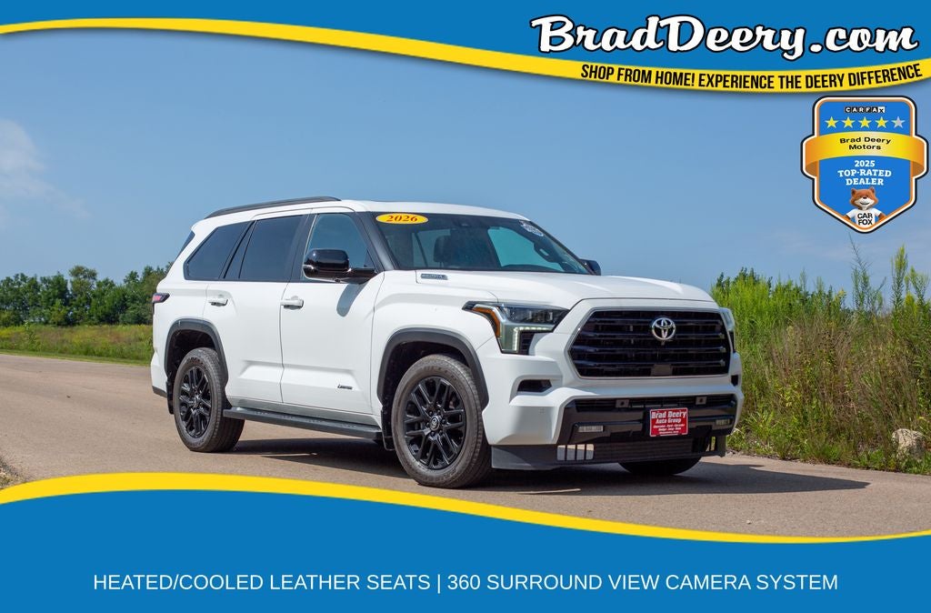 2026 Toyota Sequoia Limited in Ice Cap — front three-quarter view
