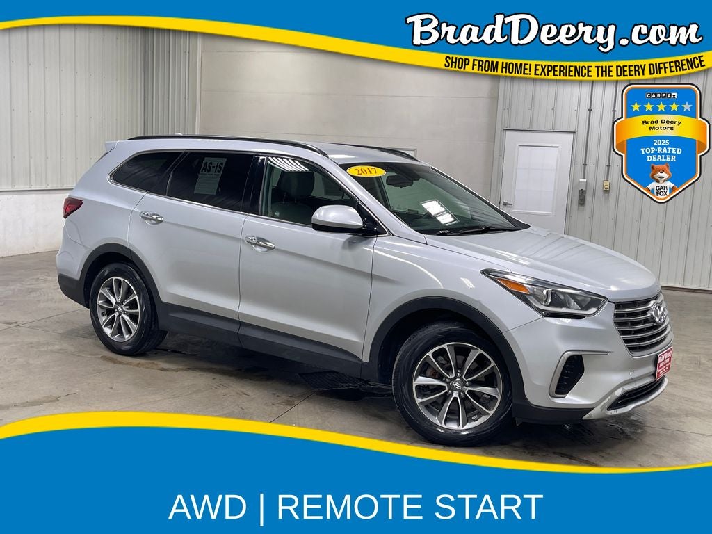 2017 Hyundai Santa Fe SE in Circuit Silver — front three-quarter view